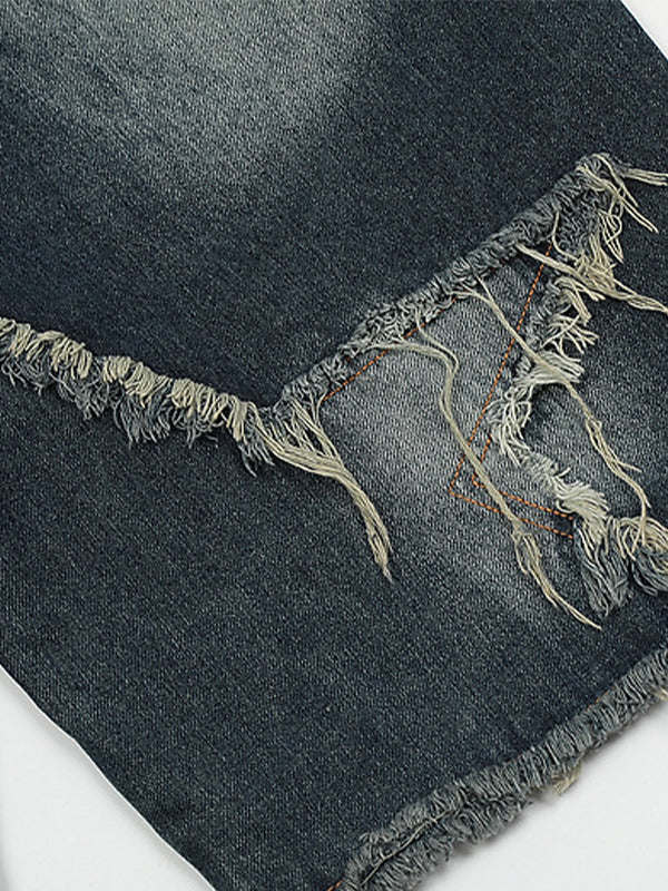 Valenzora | Baggy Sternmuster-Patchwork-Jeansshorts