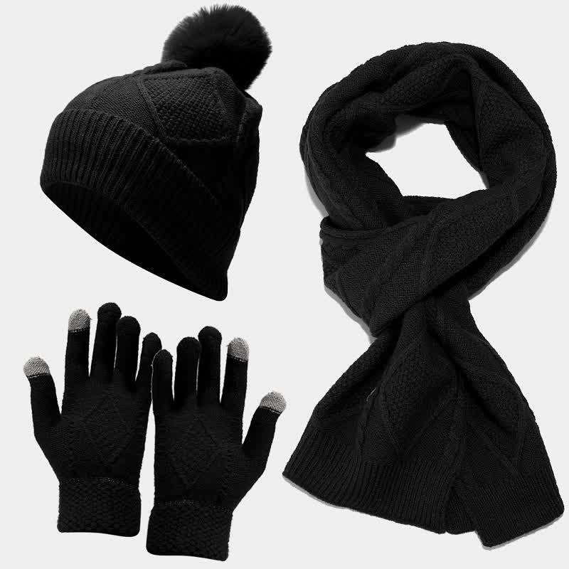 Valenzora | 3-piece knitted accessory set - stylish women's hat, scarf and gloves