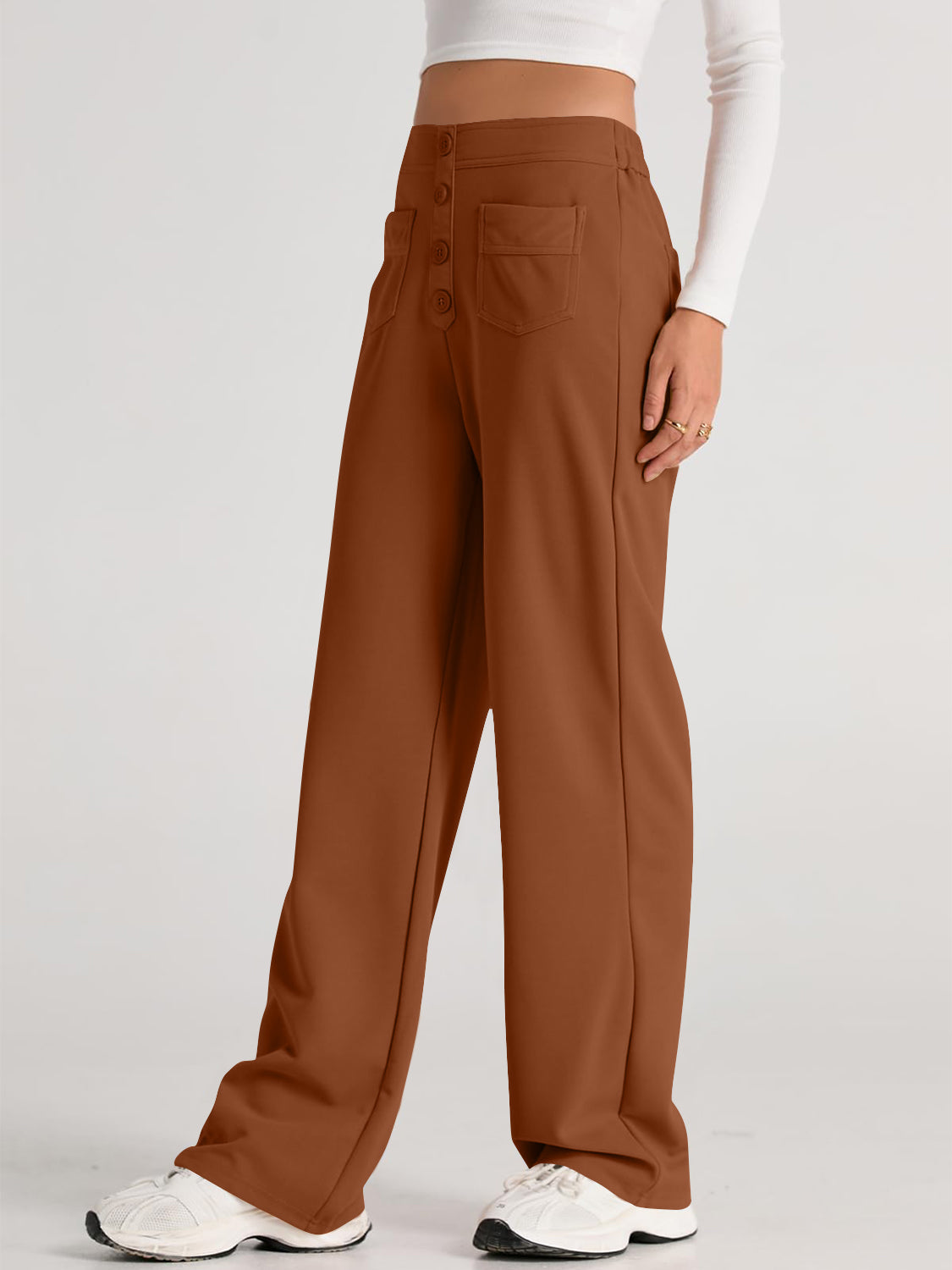 Valenzora | Wide-waisted trousers with pockets, elegant and comfortable