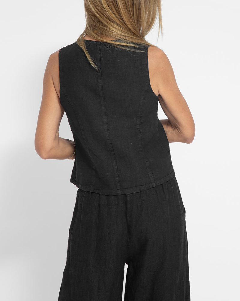 Valenzora | Elegant 2-piece linen set: wide-leg trousers & vest