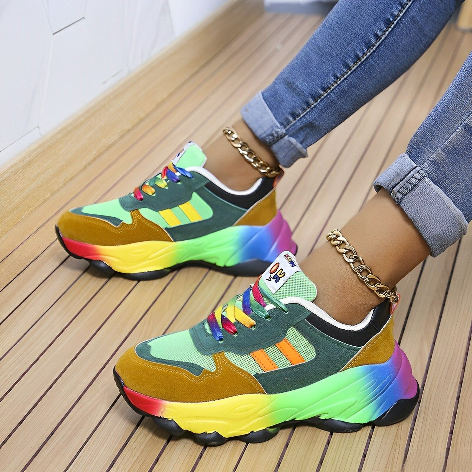 Valenzora – Bunte Chunky Sneakers für Damen | Mehrfarbige Design-Sneaker für Damen