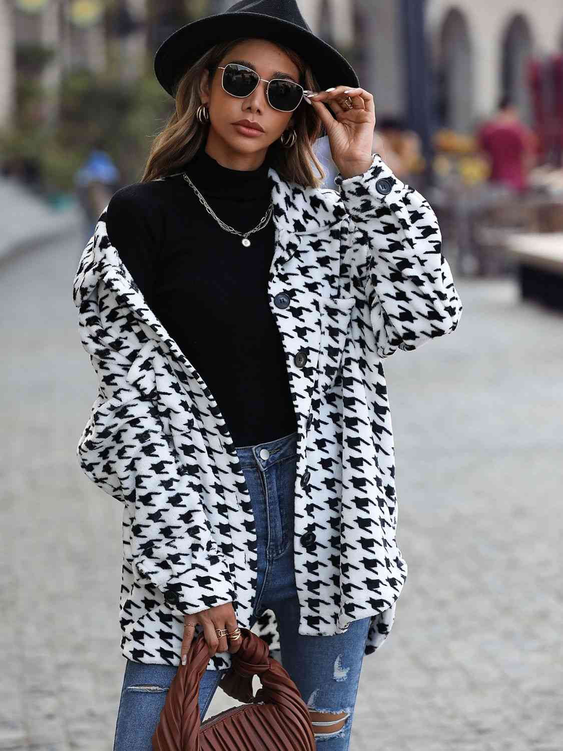 Valenzora | Houndstooth Button Down Jacket