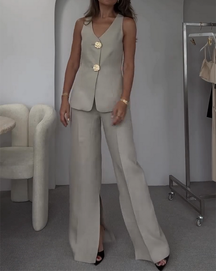 Valenzora | Two-piece set with slit trousers