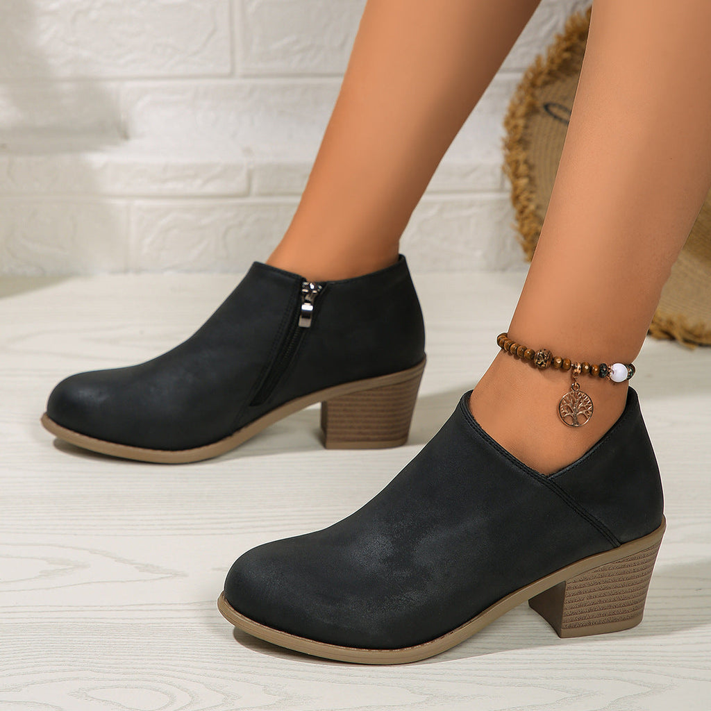 Valenzora | Ankle boots - Women's comfortable boots with block heel and zipper