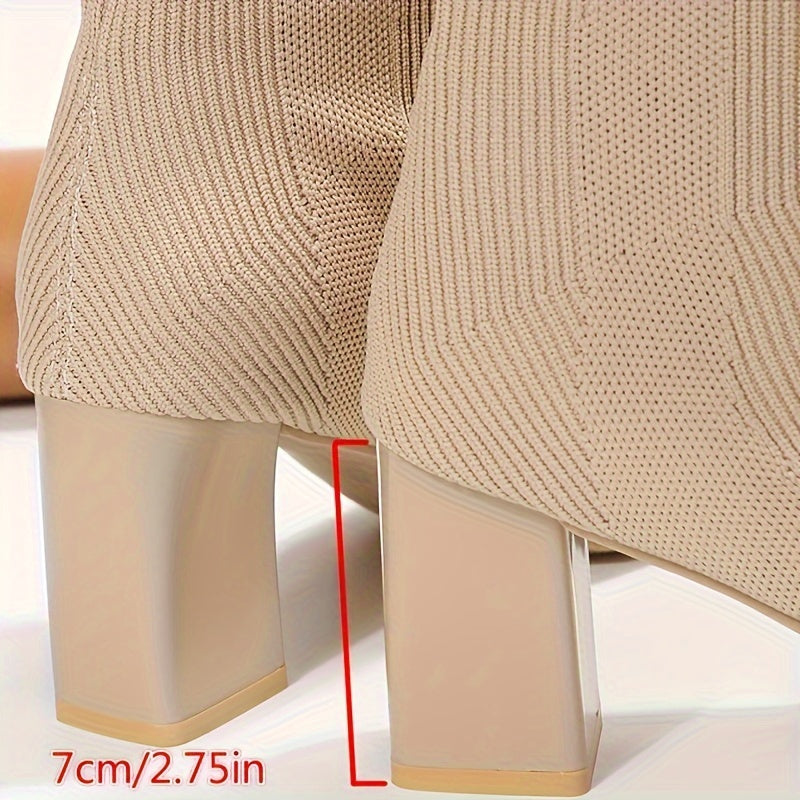 Valenzora | Knitted boots with mid-height shaft and block heel