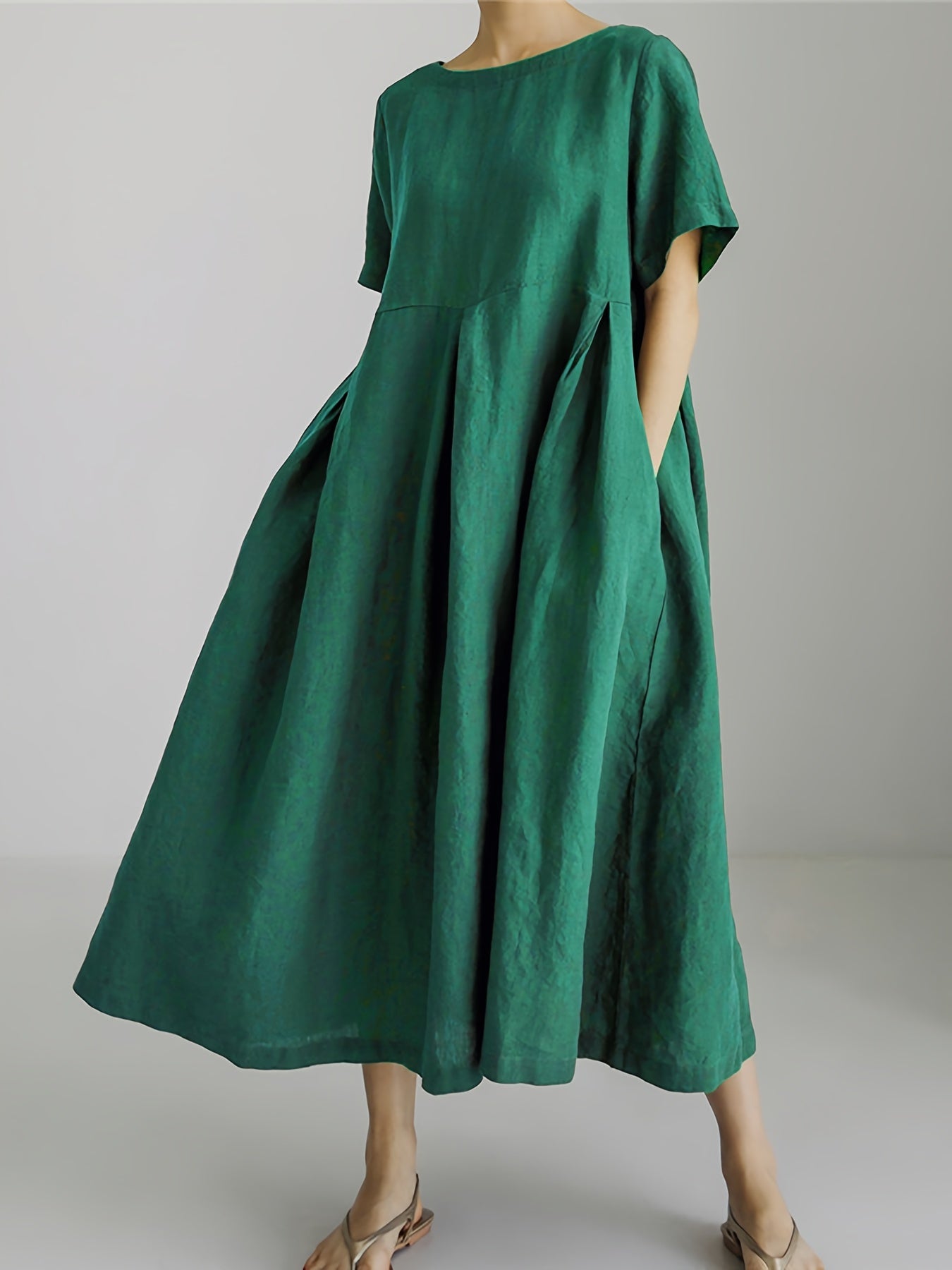 Valenzora | Women's Solid Color Linen Dress