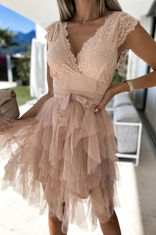 Valenzora | Infinite Beauty Lace Tulle Midi Dress
