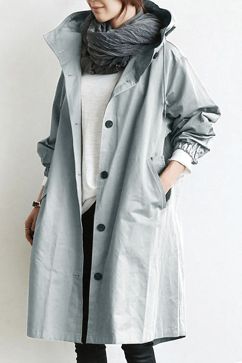 Valenzora | Warm Large-Button Rain Jacket With