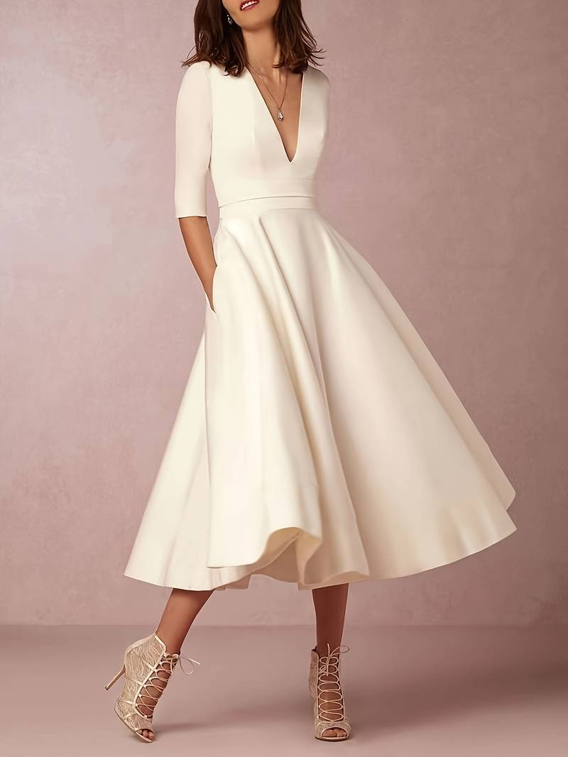 Valenzora | Elegantes Midikleid für Damen mit tiefem V-Ausschnitt