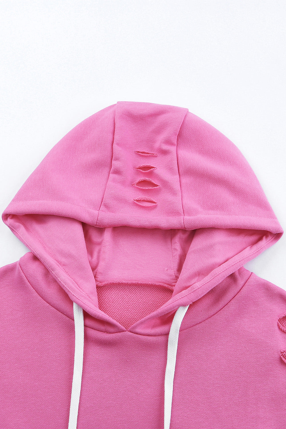Valenzora | Zerfetzte Langarm-Kapuzenpullover mit Kordelzug