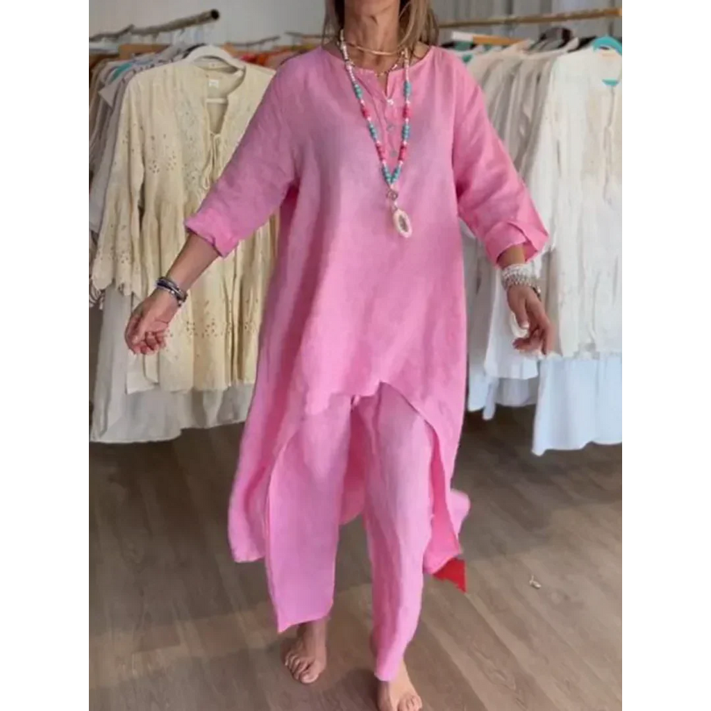 Valenzora | Solid color linen suit for women