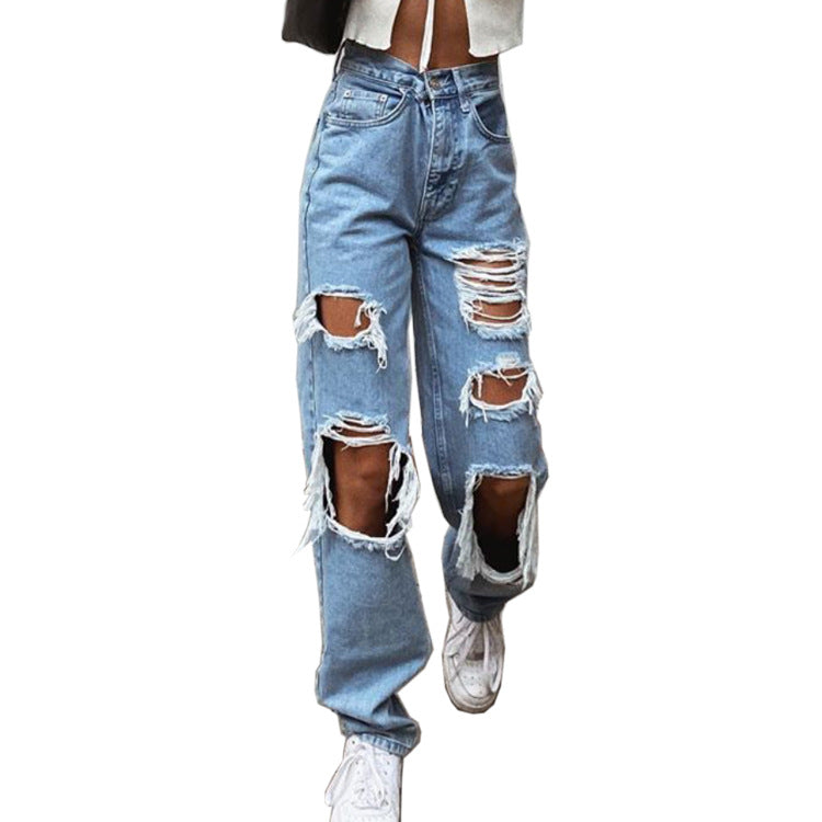 Valenzora women's jeans with rips and washed effect