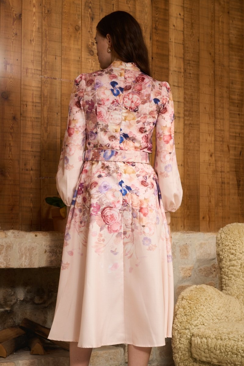 Valenzora | Midi Shirt Dress with Floral Print