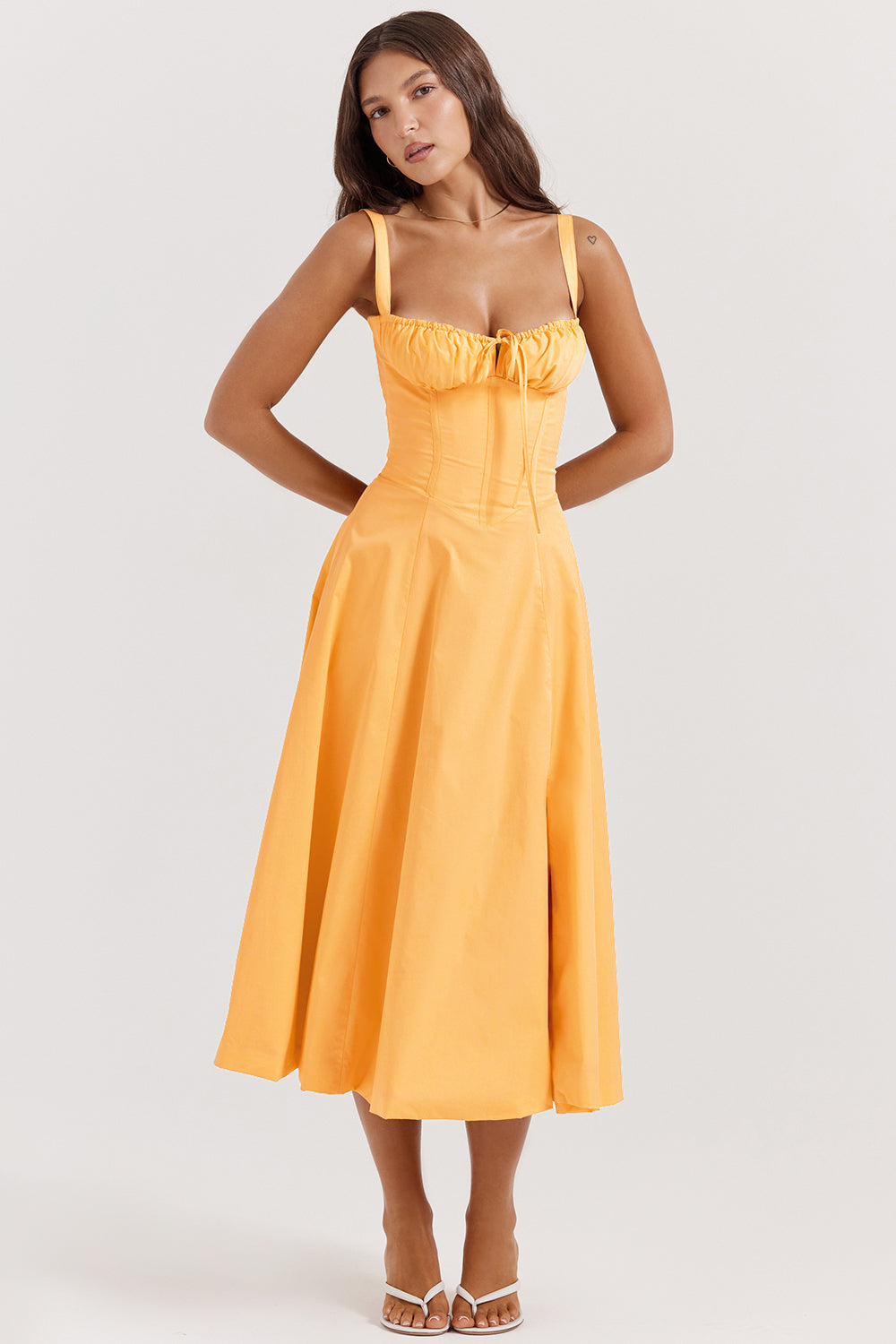 Valenzora - Midi dress with fitted top and flared skirt | Mini dress with spaghetti straps