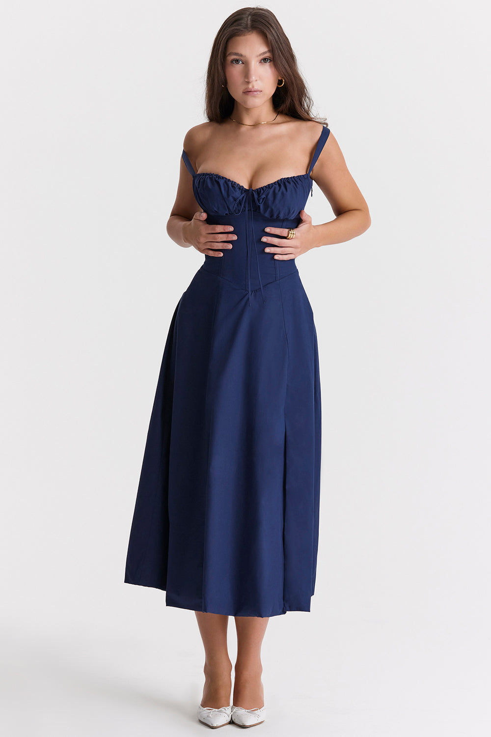 Valenzora - Midi dress with fitted top and flared skirt | Mini dress with spaghetti straps