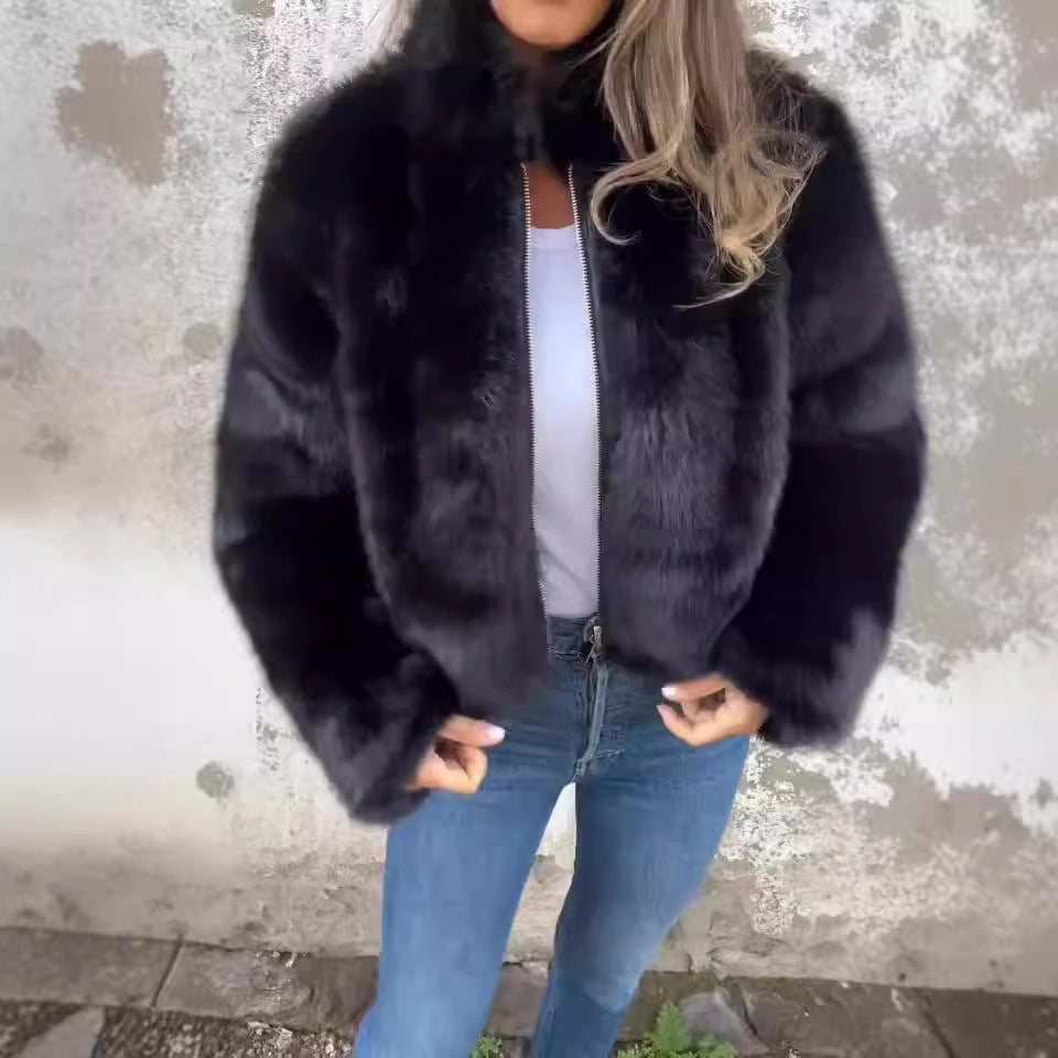 Valenzora | Elegant fur coat with zipper closure