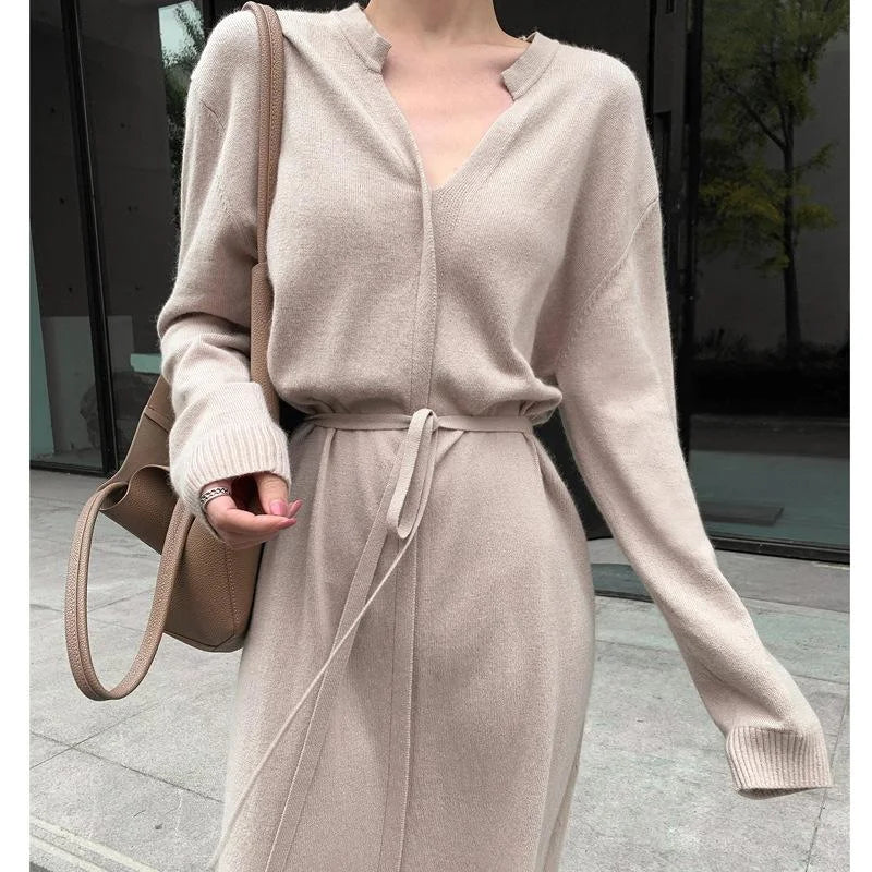 Valenzora | Stylish Autumn Chic Long Sleeve Sweater Dress for Women