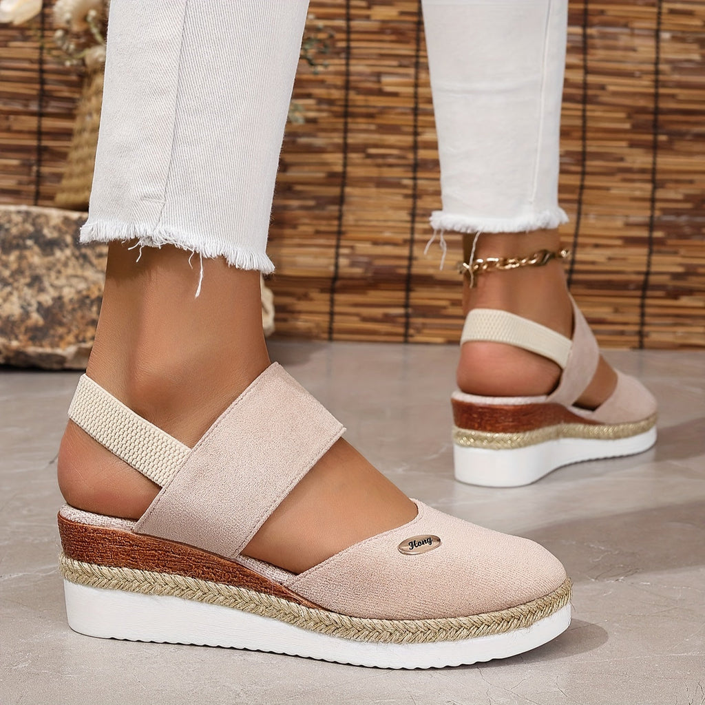 Valenzora | Women's Platform Sandals: Non-slip, Closed Toe, Elastic Strap