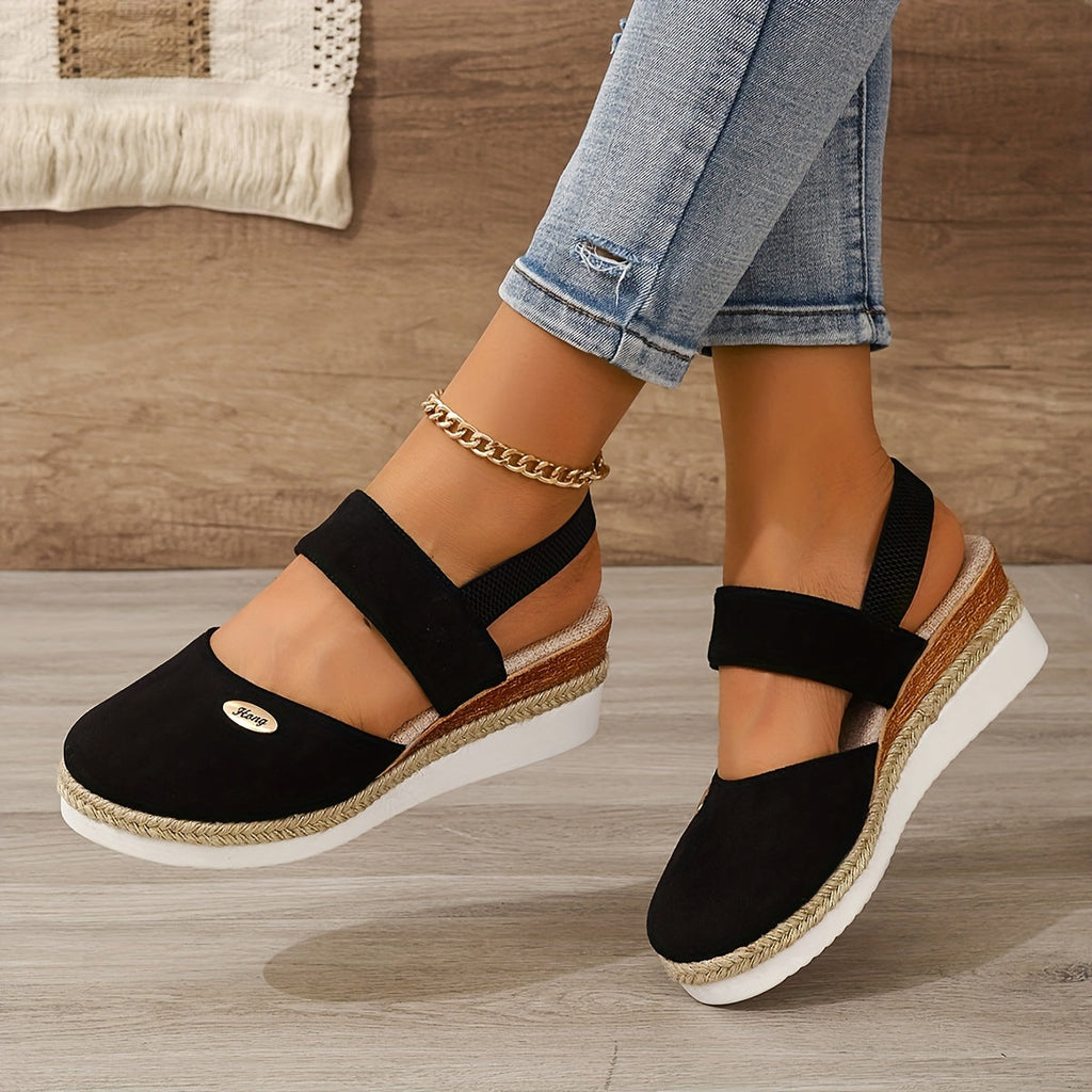 Valenzora | Women's Platform Sandals: Non-slip, Closed Toe, Elastic Strap