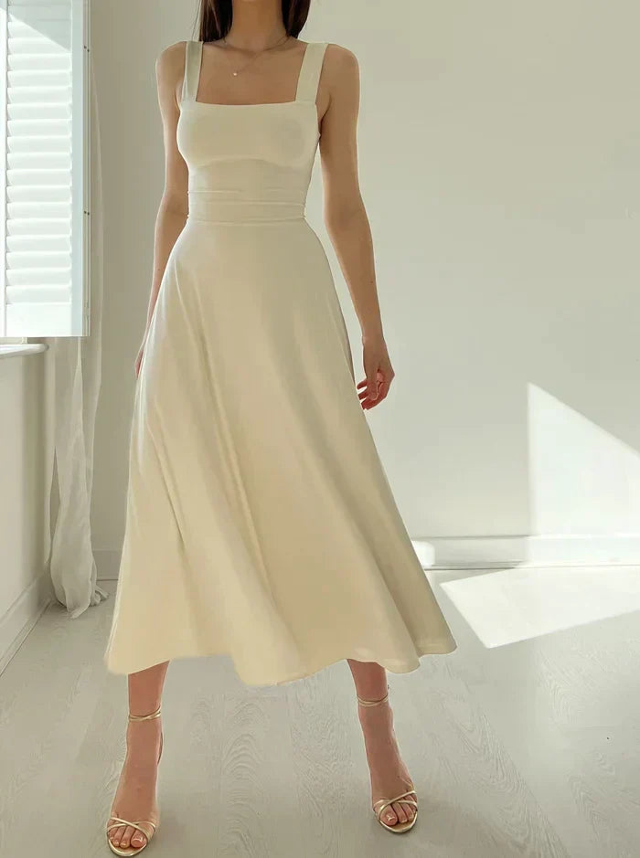 Valenzora - Elegant sleeveless A-line midi dress – Timeless chic | Fit-and-flare midi dress – Perfect for any occasion