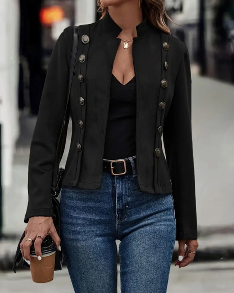Valenzora | Stylish double-breasted solid color jacket