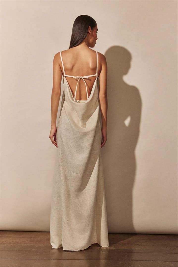 Valenzora | Maxi dress with V-neck and high floral slit