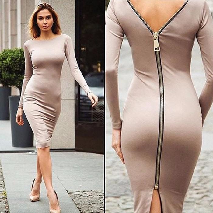 Valenzora | Long-sleeved dress with back zipper