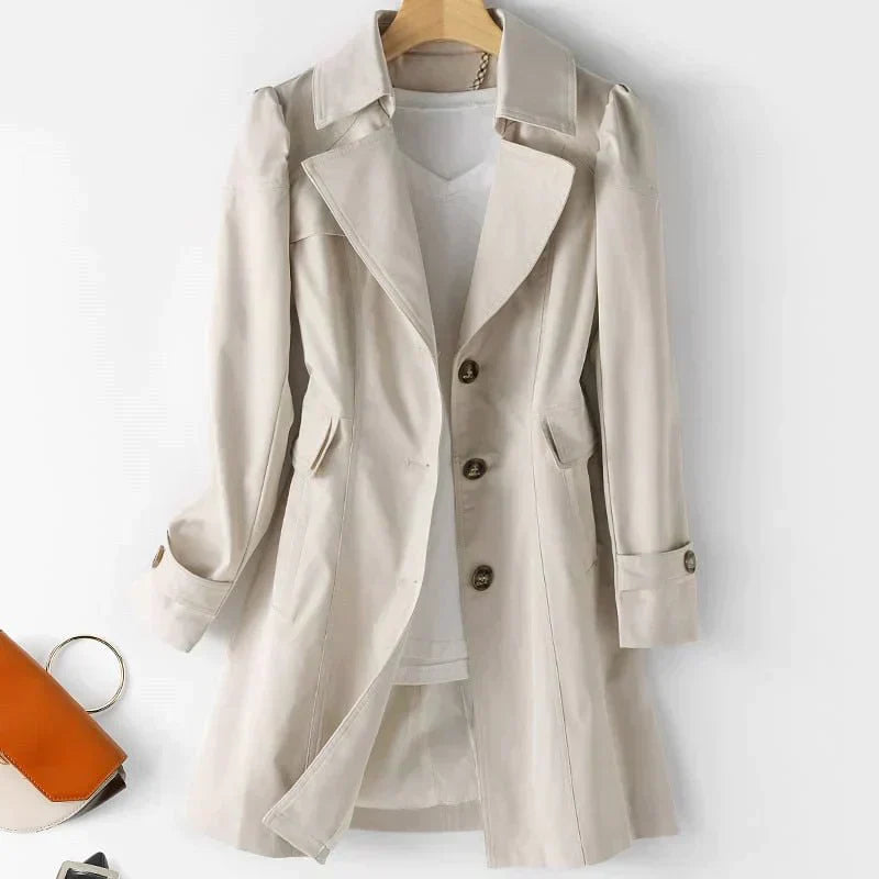 Valenzora | Stylish and chic trench coat with puff sleeves