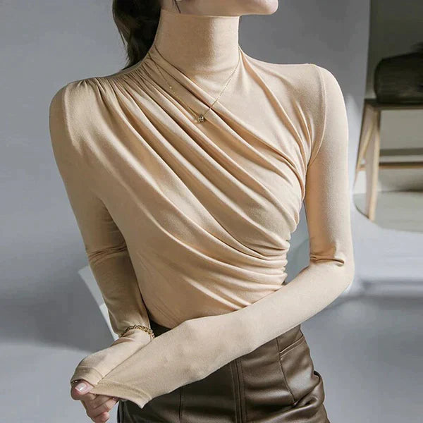 Pleated turtleneck sweater