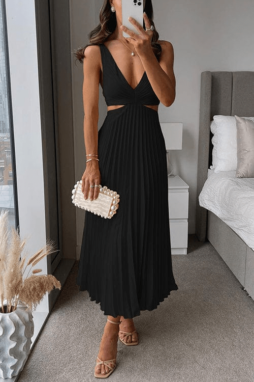 Valenzora | Dress with pleated collar, women's evening dress