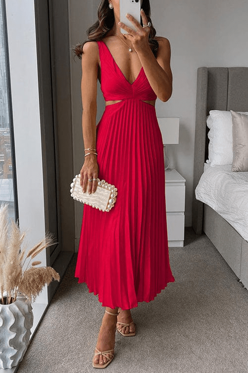 Valenzora | Dress with pleated collar, women's evening dress