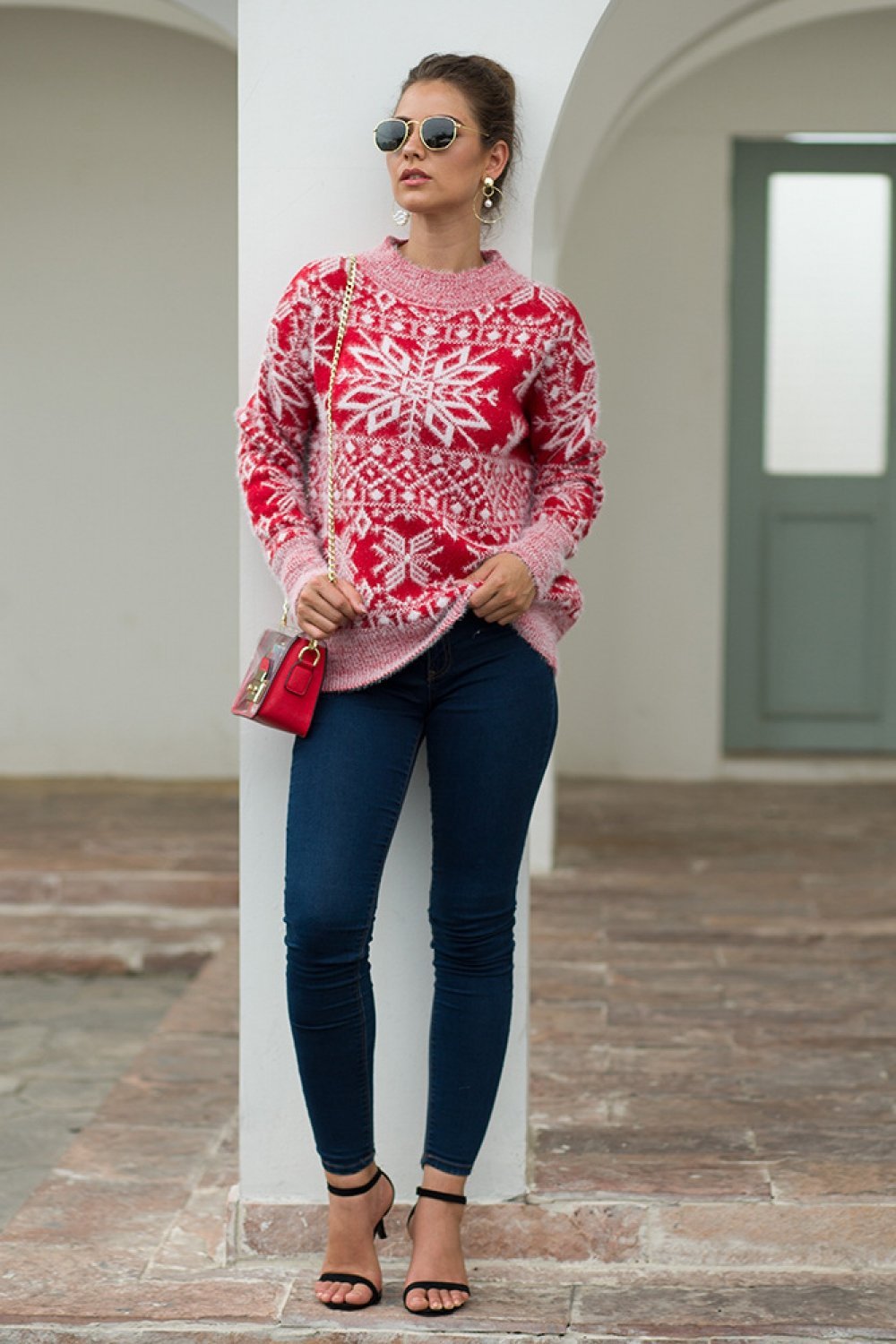 Valenzora Christmas Snowflake Plush Sweater