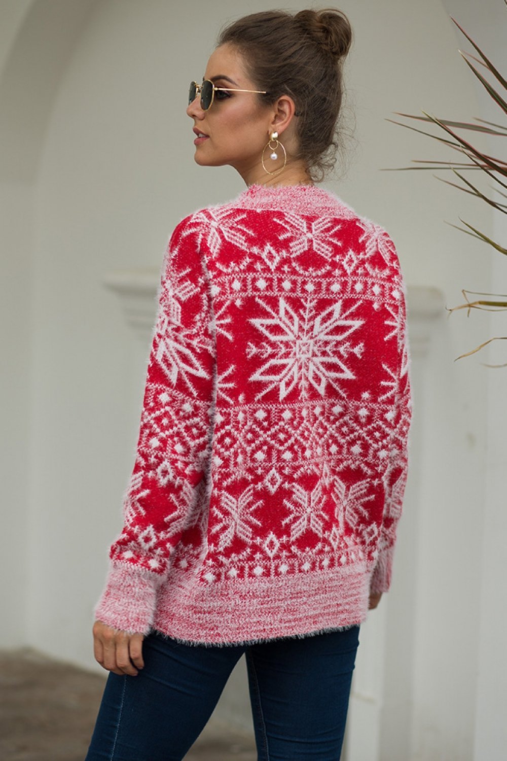 Valenzora Christmas Snowflake Plush Sweater