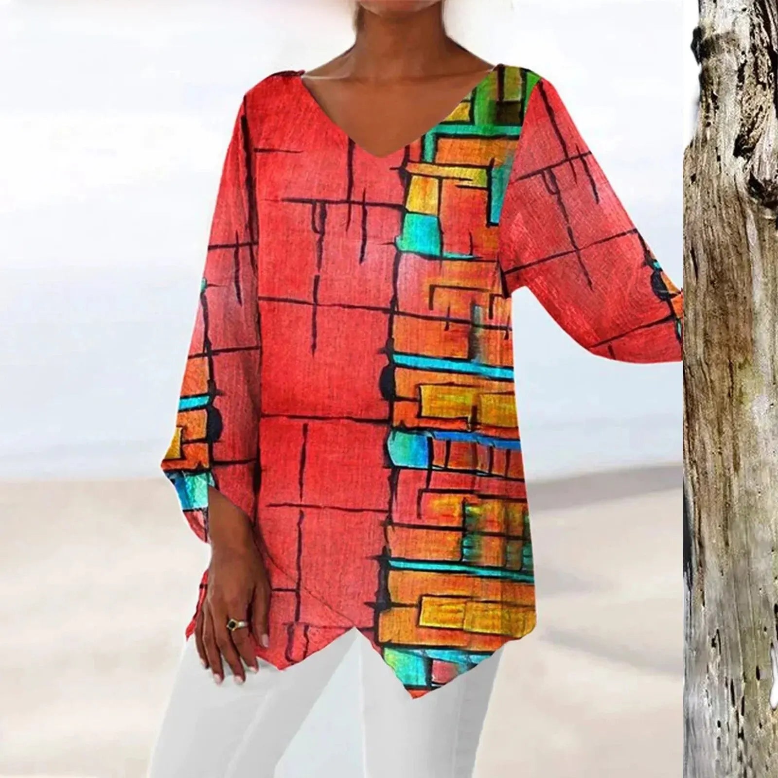 Valenzora | Elegantes Vintage-Damen-Oberteil mit V-Ausschnitt: Stilvoll, bequem und vielseitig