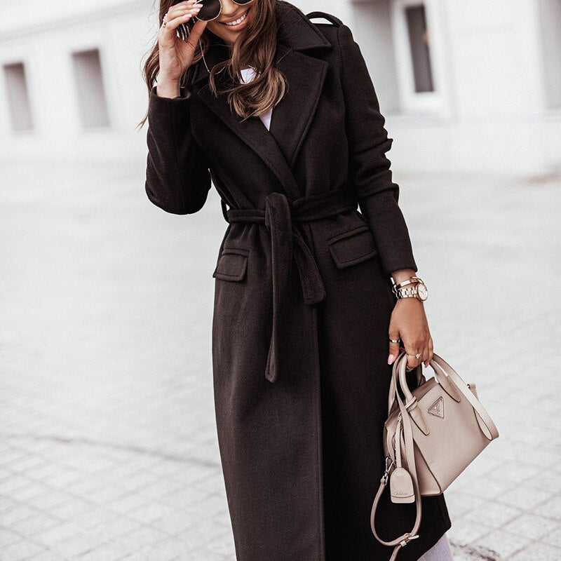 Valenzora | Long coat with V-neck