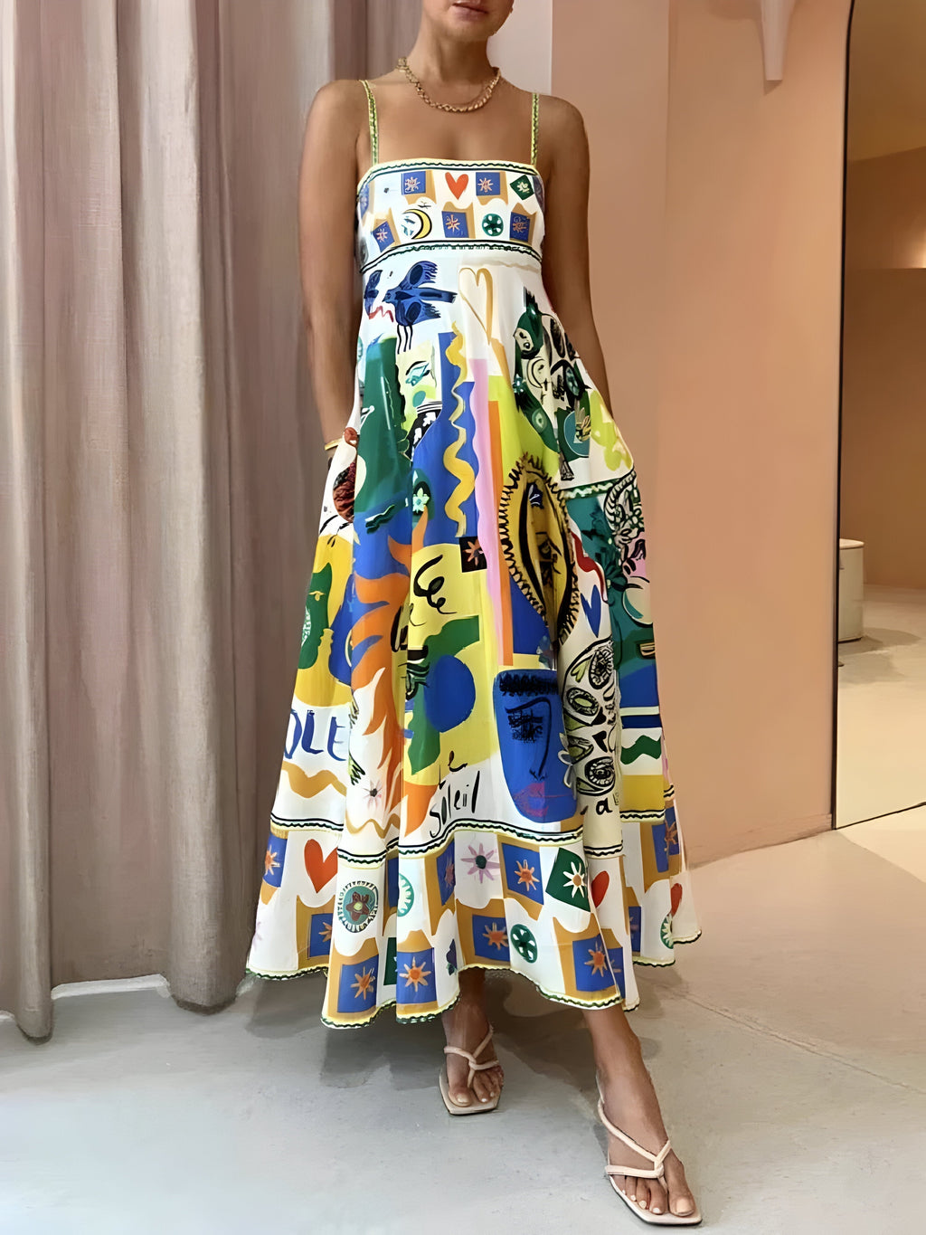 Valenzora | Lebhaftes Leinen-Sommerkleid