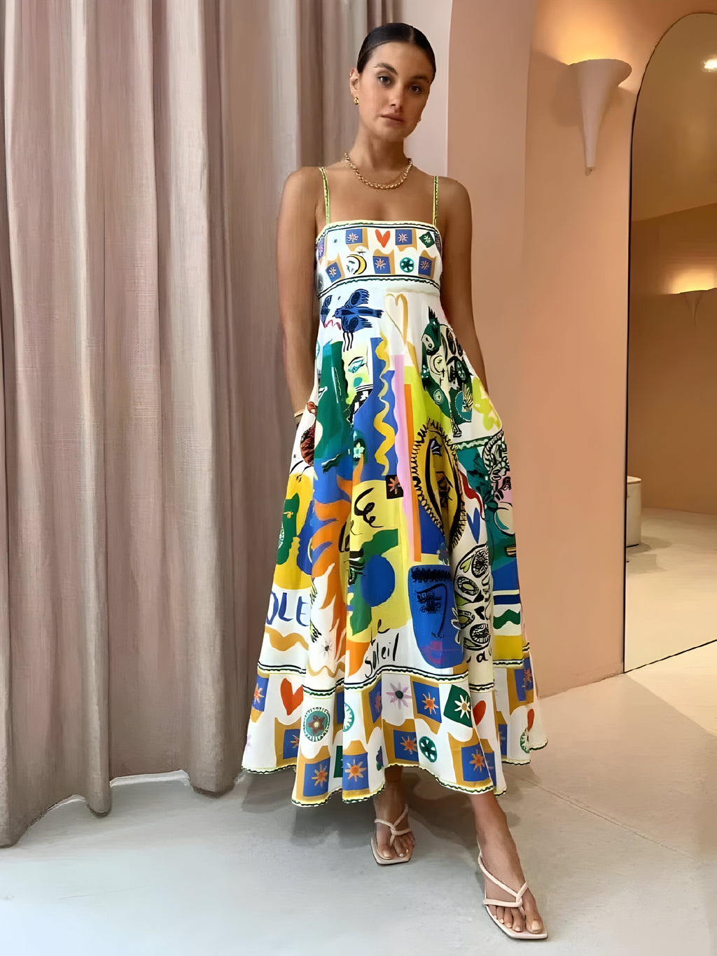 Valenzora | Lebhaftes Leinen-Sommerkleid