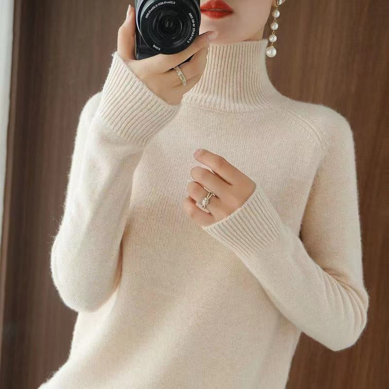 Valenzora | Warm knit sweater with high collar for women