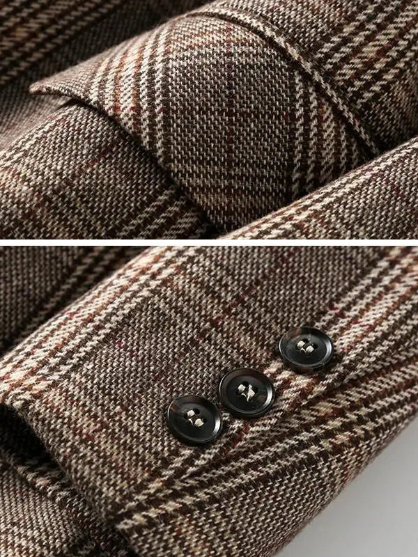 Valenzora | Women's Office Plaid Blazer Long Sleeve Casual Jacket