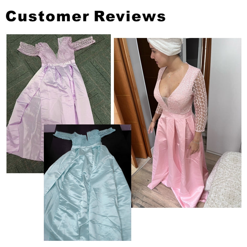 Valenzora | Juhla Table Sexy Long Sleeve Evening Dress Women V-Neck