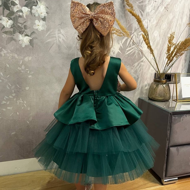 Valenzora | Baby girl's dress with large bow, christening gown, formal dresses
