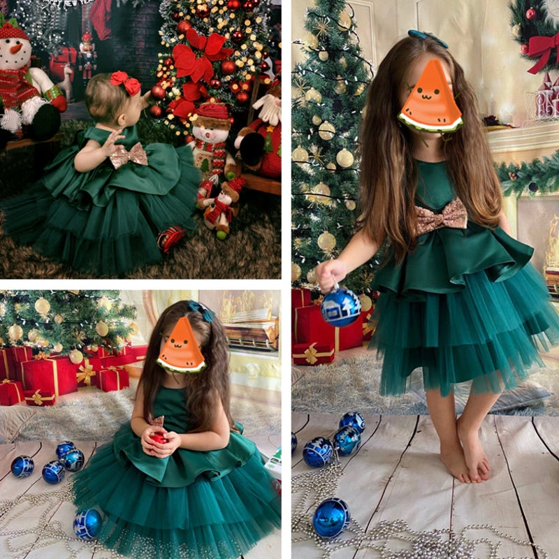 Valenzora | Baby girl's dress with large bow, christening gown, formal dresses