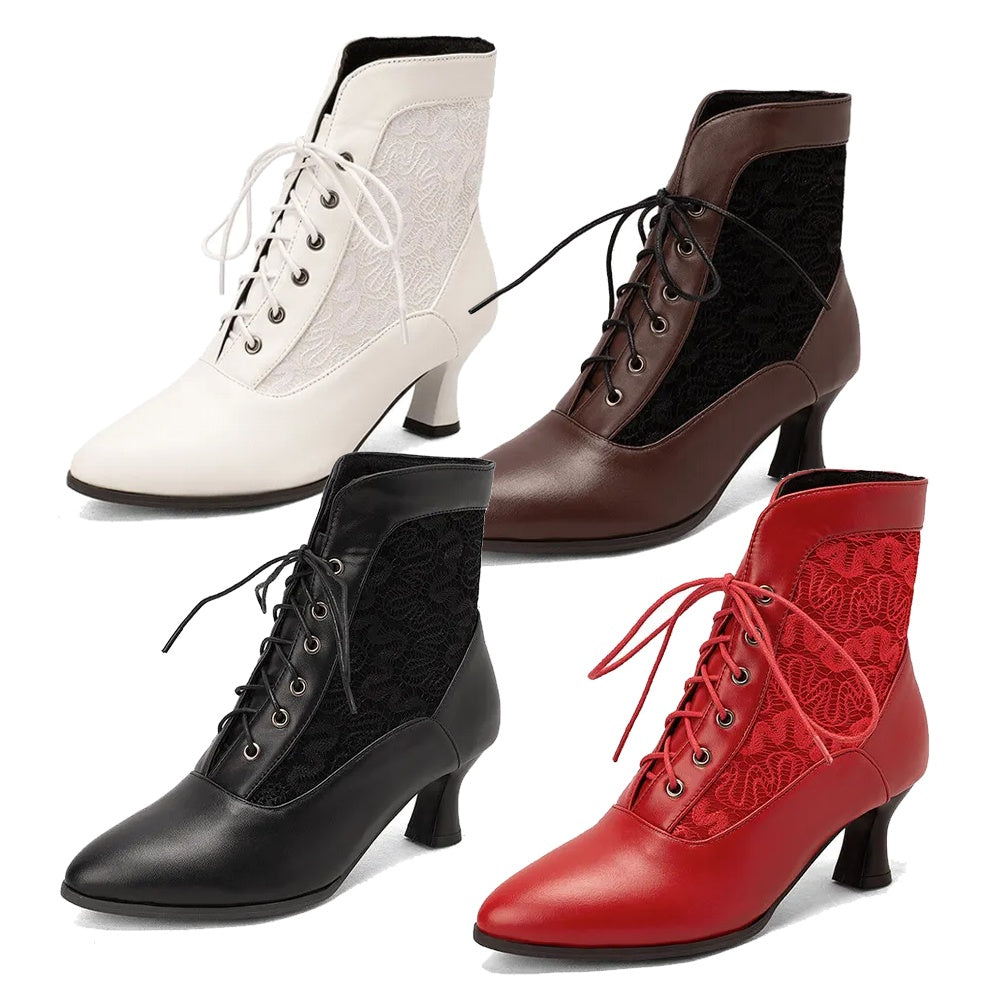 Valenzora | Women's Ankle Boots Leather Lace-up Shoes Modern Shoes