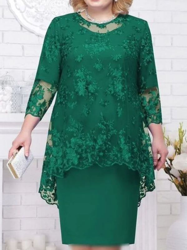 Valenzora | Elegantes Damen-Abendkleid mit 3/4-Spitzenärmeln