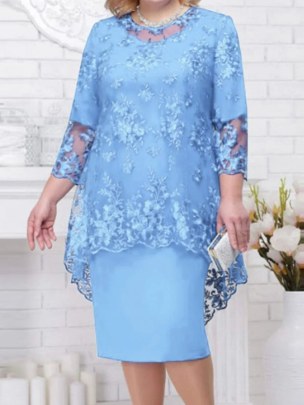 Valenzora | Elegantes Damen-Abendkleid mit 3/4-Spitzenärmeln