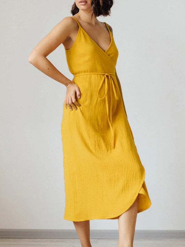 Valenzora | Stylish V-neck sleeveless dress for women