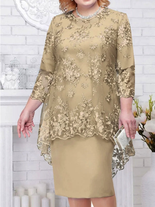 Valenzora | Elegantes Damen-Abendkleid mit 3/4-Spitzenärmeln