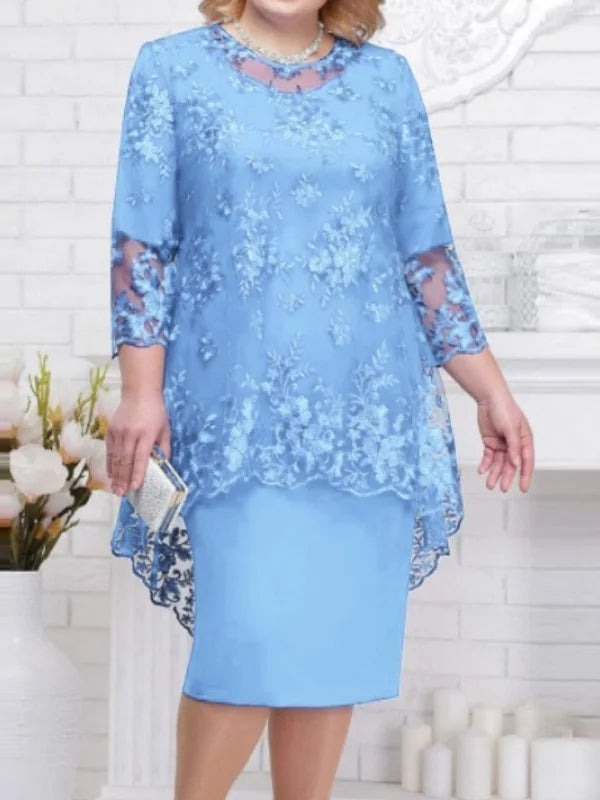 Valenzora | Elegantes Damen-Abendkleid mit 3/4-Spitzenärmeln