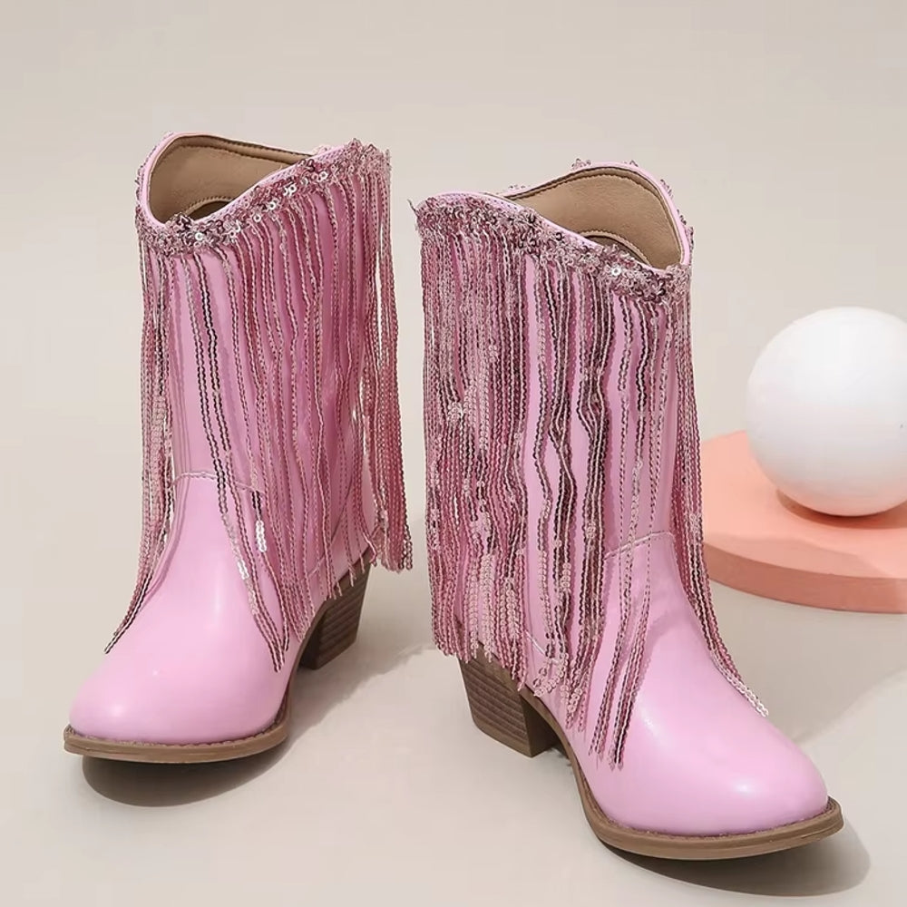 Valenzora | Tupsut Pink Elegant Britannia Prinzessin Kinderstiefel