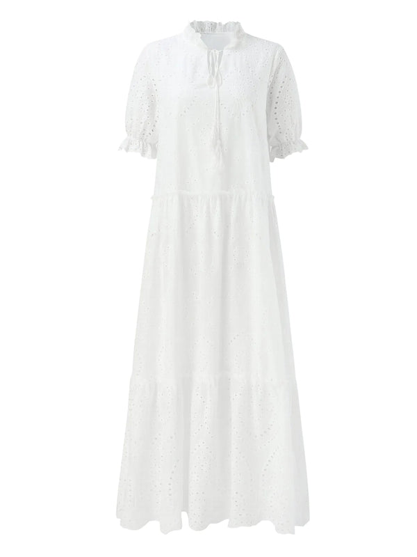 Valenzora | White Plus-Size Ruffled Dress